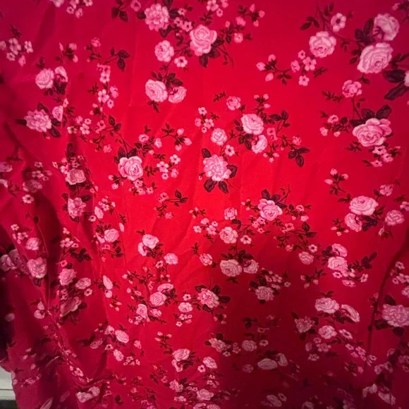 Old Navy Floral Red Maxi Dress with Puff Sleeves, size xxl - Picture 2 of 4